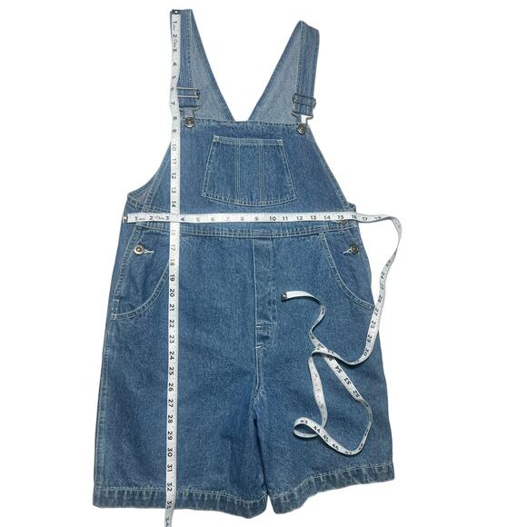 Vintage L.L. Bean Girls Denim Overall Shorts Carpenter Pockets Size Large 14/16 - Picture 5 of 9